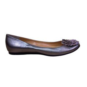 Tibi Women’s Gray Pewter Leather Button Embellished Slip-On Ballet Flats 9.5